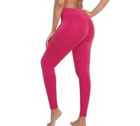 Towintec High Waisted Leggings for Women Tummy Control Stretchy Trousers Ladies Opaque Straights Tights Elasticated Pants Slim Soft Activewear Workout Gym Yoga Fitness Regular Plus Size Rose Pink