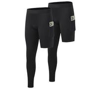 Towintec Men’s One Leg Compression Pants Full Length with Pockets Tight for Basketball 1/2 Single Leg Long Pant Workout Athletic Base Layer Quick Dry Sport Running Leggings Underwear Gym Trousers