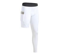 Towintec Men’s One Leg Compression Pants Full Length with Pockets Tight for Basketball 1/2 Single Leg Long Pant Workout Athletic Base Layer Quick Dry Sport Running Leggings Underwear Gym Trousers