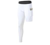 Towintec Men’s One Leg Compression Pants Full Length with Pockets Tight for Basketball 1/2 Single Leg Long Pant Workout Athletic Base Layer Quick Dry Sport Running Leggings Underwear Gym Trousers