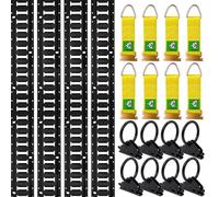 Towmax 20 Packs 7.5' E Track Tie Down Rail Kit with Accessories - Heavy Duty E Track Bar Rails - 4 ETrack Rails with 8 O Rings & 8 Rope Tie Offs - E Tracks Rail for Securing Cargos, Motorcycles