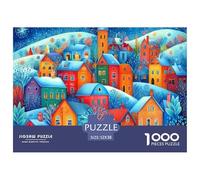 Town 1000 Pieces for Adults Jigsaw Puzzles for Adults Small Town Series 1000 Piece Puzzle Educational Games Home Decoration Puzzle Challenging Beautiful Decoration Puzzle Colourful 100% Recvcled Cardb