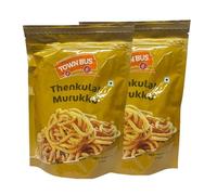 Town Bus Thenkuzhal Murukku, Made from Traditional recipes and Fresh Ingredients, Light Crispy Snack, For evening Tea and Coffee, Indian Namkeen 170grams Pack Of 2