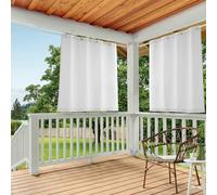 TOWN & COUNTRY BASICS Cabana Solid Heavyweight Indoor Outdoor Curtains, Light Filtering Opacity with Grommet Top, Water Repellent, 2-Pack Set, 54"x63", White