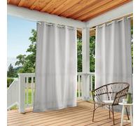 TOWN & COUNTRY BASICS Exclusive Home Cabana Solid Indoor/Outdoor Light Filtering Grommet Top Curtain Panel Pair, 54"x132", Cloud Grey