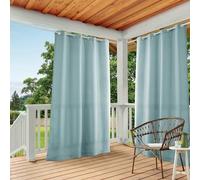 TOWN & COUNTRY BASICS Exclusive Home Cabana Solid IndoorOutdoor Light Filtering Patio Curtains, Grommet Top Curtain Panel Pair, 54''x96'', Blue
