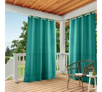 TOWN & COUNTRY BASICS GT Exclusive Home Cabana Solid Indoor/Outdoor Light Filtering Grommet Top Curtain Panel 54x108 Teal 2 Count