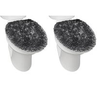 TOWN & COUNTRY BASICS SoHome Spa Step Luxury Plush Chenille Shag Machine Washable Ultra Soft Standard Toilet Lid Cover 18.5"x19.6" Dark Gray (Pack of 2)