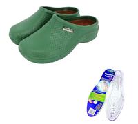 Town & Country Clogs Mens/Womens Ladies Gardening Super Soft Clogs/Cloggies Lightweight Cushioned or Memory Foam Insole (9 UK, Green Dots)