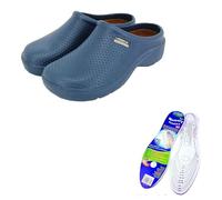 Town & Country Clogs Mens/Womens Ladies Gardening Super Soft Clogs/Cloggies Lightweight Cushioned or Memory Foam Insole (8 UK, Navy Dots)