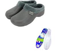 Town & Country Clogs Mens/Womens Ladies Gardening Super Soft Clogs/Cloggies Lightweight Fleece Insole (8 UK, Charcoal Dots)