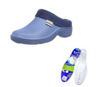 Town & Country Clogs Mens/Womens Ladies Gardening Super Soft Clogs/Cloggies Lightweight Fleece Insole (8 UK, Navy Dots)