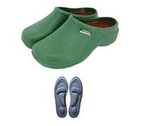 Town & Country Clogs Mens/Womens Ladies Gardening Super Soft Clogs/Cloggies Lightweight with Memory Foam and/or Fleece Insole (4 UK, Green Dots)