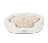 TOWN & COUNTRY EVERYDAY CuddleTown Faux Linen Comfy Cozy Cuddler Pet Bed, Supportive & Calming, Non-Slip Bottom, Machine Washable Cover, Cream, XS 20"x14"x6"