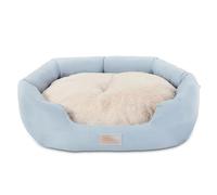 TOWN & COUNTRY EVERYDAY CuddleTown Faux Linen Comfy Cozy Cuddler Pet Bed, Supportive & Calming, Water Repellent, Non-Slip Bottom, Machine Washable Cover, Blue, Small 22"x20"x7"