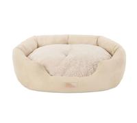 TOWN & COUNTRY EVERYDAY CuddleTown Faux Linen Comfy Cozy Cuddler Pet Bed, Supportive & Calming, Water Repellent, Non-Slip Bottom, Machine Washable Cover, Beige, XS 20"x14"x6"
