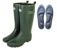 Town & Country Ladies/Women's/Men's Wellies Buckle Flat Festival Wellies Rain Boots Wellingtons Sizes 4-12 UK Green WITH MEMORY FOAM INSOLES