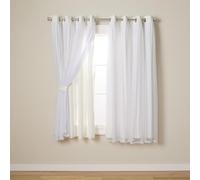 TOWN & COUNTRY LUXE Exclusive Home Catarina Layered Solid Room Darkening Blackout and Sheer Grommet Top Curtain Panel Pair, 52"x63", Vanilla