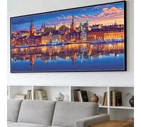 Town Diamond Art Kits for Adults Night View Large Diamond Painting Kit 40x120in, DIY Full Crystal Art Painting Kits Kids/Beginners, 5D Rhinestone Embroidery Cross Stitch Mosaic Crafts Picture, O-74Y