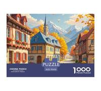 Town Jigsaw Puzzles Colourful, Small Town Series Fun Challenging & Brainteasing 1000 Pc Adults Jigsaw Puzzle 100% Recycled Cardboard Jigsaw 1000 Piece Jigsaw Puzzle 1000 Pieces for Adult Challeng