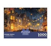 Town Jigsaw Puzzles Colourful, Small Town Series Fun Challenging & Brainteasing 1000 Pc Adults Jigsaw Puzzle 100% Recycled Cardboard Jigsaw 1000 Piece Jigsaw Puzzle 1000 Pieces for Adult Challeng