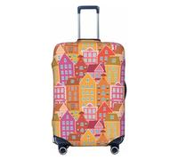 Town Landscape Travel Luggage Cover Spandex Suitcase Protector Bag,Town Landscape Anti-Scratch Fits 18-32 Inch Luggage, Baggage Covers for Kid and Adult,Large