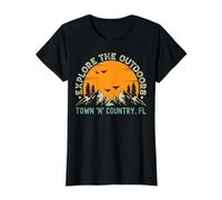 Town 'n' Country, Florida - Explore The Outdoors Value Graphic T-Shirt, Women, Black, XS