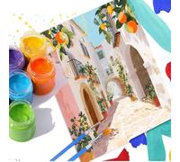 Town Paint by Numbers for Adults Beginners, Lemon Paint by Numbers Kits with Brushes, DIY Watercolor Acrylic Oil Paintings Arts and Crafts Hobbies for Women Gifts, No Framed, Wall Art 18x18 Inch d104