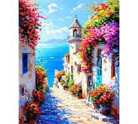 Town Paint by Numbers for Adults, Flower Paint by Numbers for Children or Beginner, DIY Canvas Oil Painting Kit with Brushes and Acrylic Pigment for Home Wall Decor, Gifts for Women 100x135cm 4-72