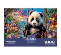 Town Panda Art 1000 Piece Difficult Puzzle Asian Endangered - Thick Sturdy Recycled Puzzle Board & Super Difficult 1000 Piece Puzzle - Adult Puzzle Enthusiasts 52x38cm/1000pcs Gift for Adult Puzzle Fa