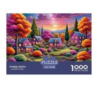 Town Puzzles 1000 Pieces for Adults Jigsaw Puzzles for Adults 1000 Piece Puzzle Challenging Game for The Whole for Women,Small Town Series Gifts for MenFun Activity for Home100% Recvcled Cardboard52x