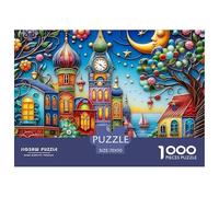 Town Puzzles 1000 Pieces for Adults Jigsaw Small Town Series 1000 Piece Puzzle Classic Educational Games Beautiful Decoration Puzzle Colourful Puzzle Game for The Whole for Women Gifts for Men70x50cm/