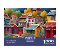 Town Puzzles for Adults 1000 Piece PuzzlesSmall Town Series for Adults Educational Challenge Fun Activity for Home Beautiful Decoration Puzzle100% Recvcled Cardboard52x38cm/1000pcs