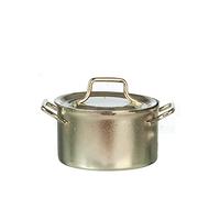 Town Square Miniatures Dolls House Silver Saucepan Pan Stock Pot Miniature Kitchen Cookware Accessory