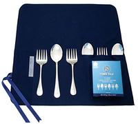 Town Talk Anti-tarnish 6 Piece Silver Serving Cutlery Storage Roll Dark Blue