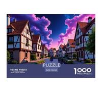 Town Unique 1000 Piece Jigsaw Puzzle for Adults Small Town Series Colourful Puzzling Challenging & Brainteasing Adult Jigsaws 100% Recycled Cardboard Puzzle Game for The Whole for Women Gifts for Me
