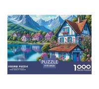 Town Unique 1000 Piece Jigsaw Puzzle for Adults Small Town Series Colourful Puzzling Challenging & Brainteasing Adult Jigsaws 100% Recycled Cardboard Puzzle Game or Me