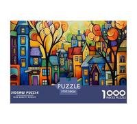 Town Unique 1000 Piece Jigsaw Puzzle for Adults Small Town Series Colourful Puzzling Challenging & Brainteasing Adult Jigsaws 100% Recycled Cardboard Puzzle Game for The Whole for Women Gifts for Me