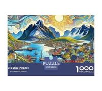 Town Unique 1000 Piece Jigsaw Puzzle for Adults Small Town Series Colourful Puzzling Challenging & Brainteasing Adult Jigsaws 100% Recycled Cardboard Puzzle Game or Me