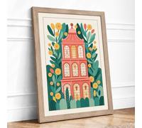 Townhouse Botanical Framed Wall Art Print A3 (42×29.7cm) Oak, Wall Decor for Living Room, Bedroom, Office & Home, Ready to Hang, Art Gift