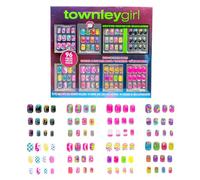 Townley Girl 96 Pcs Stick on Nails Set | 3D and Glow-In-Dark Press- On Nail Sets for Girls | Self-Adhesive Artificial Nails