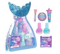 Townley Girl Mermaid Makeup Set for Kids | Makeup Kit Includes Lip Gloss, Nail Polish, a Mermaid Tail Bag & More | Birthday Gifts for Ages 3 & above