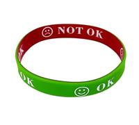 Townshine 30-Pack Dual-Sided Silicone Wristbands, OK Green Smiley & NOT OK Red Face, Elastic Bracelets for Dating, Bars, Parties, Carnival Events