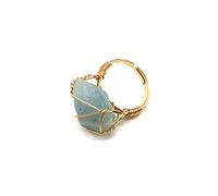 Townshine Nature Precious Stones Lapis Amethyst Olive Crystal Onyx Agate Adjustable Rings for Women, Metal, Fluorite