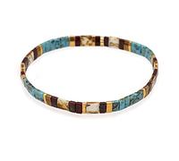 Townshine Tile Bracelet Multicolor Bohemian Style Japan Miyuki bead Elastic Bracelet for Women, 5.5 to 7 inches, Tile, Japan Miyuki Bead, Stainless Steel, crystal