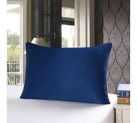 townssilk 100% 19 mm Pure Mulberry Silk Pillowcase for Hair and Skin Health, 1 Piece 40 x 60 cm Size Pillowcase with Hidden Zip 600 Thread Count Navy Blue