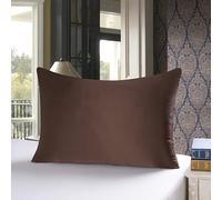 townssilk 100% 19 mm Pure Mulberry Silk Pillowcase for Hair and Skin Health, Pillowcase with Hidden Zip, 600 Thread Count, 1 Piece, Size 50 x 50 cm, Brown