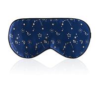 townssilk 100% Silk Sleep mask with Adjustable Strap,Comfortable and Super Soft Eye mask Ultimate Sleeping aid Golden starrysky Blue