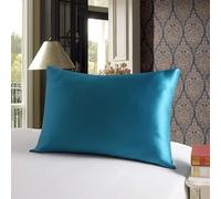 townssilk Both Side 100% 19mm Pure Mulberry Silk Pillowcase for Hair and Skin Health, 50x75cm size Pillow Case Cushion Cover with Hidden Zipper 600 Thread Count peacockblue