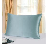 townssilk Both Side 100% 19mm Pure Mulberry Silk Pillowcase for Hair and Skin Health, 50x80cm size Pillow Case Cushion Cover with Hidden Zipper 600 Thread Count Aquagreen